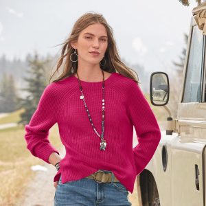 Acadia Cashmere Sweater - S, Vibrant Pink