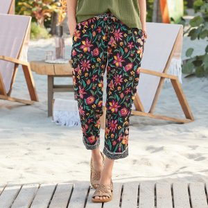Leia Pants - XL, Black Floral